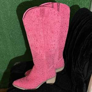 Pierre Dumas Hot Pink Tall Rhinestone Western Boots